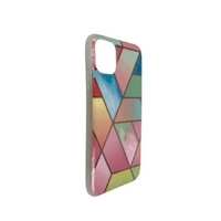 Husa protectie Vafy compatibila cu Apple iPhone 12 Pro Soft IMD TPU Marble Geometric Roz