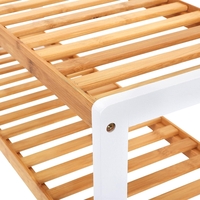 SONGMICS Raft de depozitare din bambus, cu 3 niveluri, 26x70x55cm, alb si maro