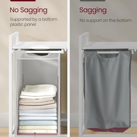 VASAGLE Cos de rufe, 2 compartimente, saci de rufe detasabili, raft, cadru metalic, 2x46L, 73x33x72 cm, alb si gri deschis