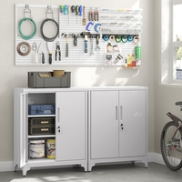 SONGMICS Dulap birou metalic cu 2 usi si sistem de inchidere, multifunctional cu rafturi reglabile, 40x80x90 cm, gri