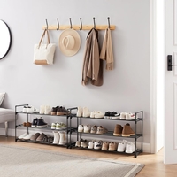 SONGMICS Set 2 suporturi pentru pantofi cu 3 niveluri, structura metalica, 30x92x54 cm, negru