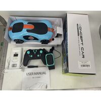 Masinuta Smart, Flippy, cu Telecomanda si Controller prin Gesturi/Wireless, Lumini/Sunet/Abur, Reincarcabila, 24x12,4x7,1 cm, Statie de Incarcare EV, Albastru/Portocaliu