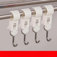 Set 4 Carlige Multifunctionale, Flippy, Tubulare, Pentru Baie/Bucatarie, din ABS, 8.7 x 3.5 cm, Alb