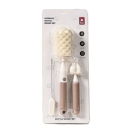 Set 3 Perii de Spalat Biberoane, Vafy, pentru Tetina, Biberon, Pai, Materiale Sigure, fara BPA, Curatare 360°, Roz