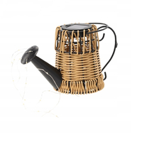 Lampa solara gradina tip stropitoare ratan, 33 LED alb cald, panou solar, IP44, 110 cm, maro