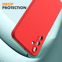 Husa de Protectie, Vafy, pentru Samsung Galaxy A15, Liquid Silicone, cu Microfibra pe Interior, Protectie Antisoc, Compatibil Incarcare Wireless, Rosu