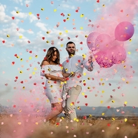 Tun Confetti, Flippy, Model Gender Reveal, Boy or Girl, 40 cm, Ambalaj din Carton, Eliberare prin Rasucire, Roz