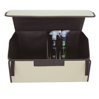Cutie de Depozitare Auto, Flippy, Organizator Premium Portbagaj, Geanta Multifunctionala din Piele Ecologica, 2 Compartimente Depozitare, Pliabil si Rezistent la Uzura, Bej, 55 x 30 x 30cm
