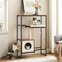 FEANDREA Mobilier 2 in 1 pentru pentru pisici cu ascunzatoare, 74x34x114cm, maro vintage