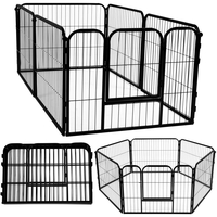 Tarc pentru animale de companie, din fier, forma configurabila, cu usa de acces, 3XL, 165x80x60cm, negru