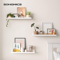 SONGMICS Set 3 rafturi de perete plutitoare din MDF, suport pentru rame foto, 38x10cm, alb