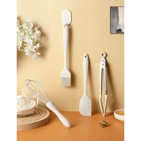 Set 4 Ustensile de Bucatarie, Flippy, din Silicon+Inox, Termorezistente, Antiaderente, 20 x 15 x 4 cm, Alb Ivory