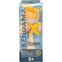 Kendama X Originala, Profesionala, Flippy, din Lemn cu Bila cu Invelis din Cauciuc, 18 x 6 x 7 cm, Rubber Grip, Portocaliu/Alb