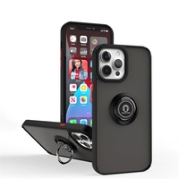 Husa Anti Fall Metal Bracket pentru Apple iPhone 14 Pro Max, Rezistenta la socuri, Margini colorate, Cu inel de prindere magnetic, Vafy, Negru