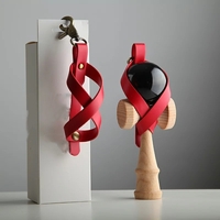 Husa pentru Kendama, Flippy, Husa de Depozitare pentru Kendama, din Piele Ecologica, Catarama cu Agatare pentru Transportare, Breloc 8, 12 x 6 cm, Rosu