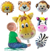 Balon din Folie Metalizata, Flippy, Mini Figurine Animalute, Model Maimutica, Tematica Aniversare, 42x42 cm, Ambalaj Individual, Pai Inclus, Umflare cu Aer sau Heliu, Multicolor