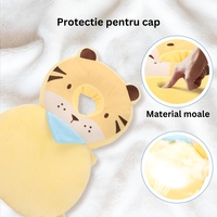 Perna tip Rucsac pentru Protectia Capului, Vafy, Tetiera tip Tigru, pentru Bebelusi, 33x6x19 cm, 180 g, Crem