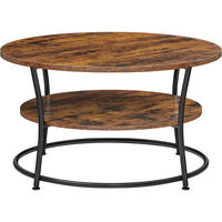 VASAGLE Masuta de cafea rotunda cu raft, cadru metalic, stil industrial, 80x45 cm, maro rustic