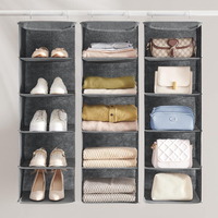 SONGMICS Raft suspendat organizator pentru dulapuri, pliabil, textil, 30x30x90cm, gri