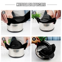 Strecurator Filtru pentru Vase, Vafy, din Silicon Rezistent la Temperaturi Inalte, Universal, Paste, Legume, Fructe, 23x12.5x6.7 cm Negru