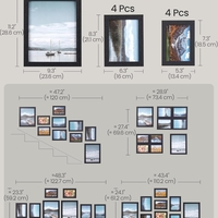 SONGMICS set rame foto 10 buc, 28x24 / 21x16 / 18x13 cm, negru, montaj perete sau birou, MDF si plastic