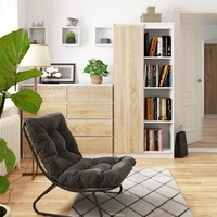 Dulap cu usa si 8 etajere, PAL laminat 16 mm, 80x35x180 cm, alb si stejar sonoma