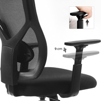 SONGMICS Scaun de birou ergonomic mesh, reglabil complet, brate si suport lombar ajustabile, 68x67x113 cm, negru