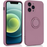 Husa protectie Vafy compatibila cu Apple iPhone 12 Pro Max Liquid Silicone Ring cu suport rotativ Mov