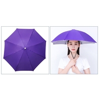 Umbrela de Cap, Flippy, Diametru 69 cm, Snur Reglabil de Cap, Protectie UV/Ploaie, Mov
