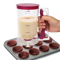 Dispenser de Aluat pentru Prajituri, Vafy, din Plastic, Maner cu Arc, 900 ml, 18.5 x 11 cm, Rosu
