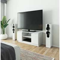 Comoda TV cu 2 usi si o polita, PAL laminat 16 mm, 120x40x55 cm, alb