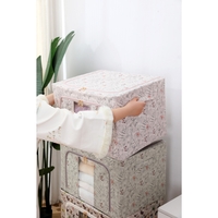 Cutie Depozitare, Vafy, 66L, din Material Textil, 50 x 40 x 33 cm, pentru Haine si Lenjerii, Model Fluturasi, Roz