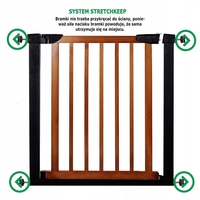 Poarta de siguranta Safety Gate pentru scari, ajustabila 96-103 cm, din otel si lemn, negru maro