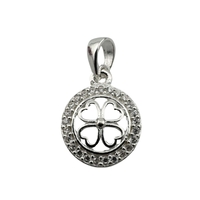 Pandantiv din Argint 925, Jolie Silver, pentru Dama, Model Trifoi cu Pietre de Zirconiu Cerc, 1 x 1 cm, 0.9 g, Argintiu