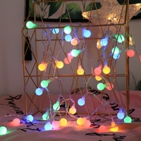 Instalatie sfere brad Craciun Vafy, 3 metri, 20 LEd-uri, alimentare la retea, fir transparent, multicolora