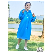 Pelerina de Ploaie, Flippy, pentru Copii 100-145 cm, din EVA, Impermeabila, Inchidere cu Capse, Albastru