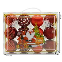 Set de 12 ornamente de brad, Flippy, de tip Glob, Rosu, din polistiren, cu finisaj sclipitor , cutie 6 cm adancime x 23 cm lungime x 18 cm inaltime