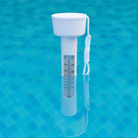 Termometru plutitor pentru piscina, cu snur de prindere si scala dubla, 18,5 cm, alb