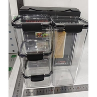 Set 4 Recipiente din Plastic, Flippy, pentru Alimente/Obiecte, Inchidere Ermetica, 1 x 460 ml, 2 x 700 ml, 1 x 1300 ml, Transparent