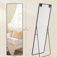 SONGMICS Oglinda podea 160x50 cm, sticla securizata, cadru aluminiu, negru