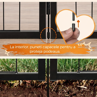 FEANDREA Tarc metalic pentru animale, 8 panouri modulare, utilizare interior sau exterior, 160x160x100 cm, negru