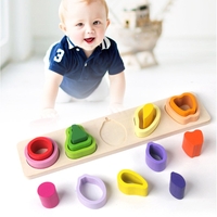 Jucarie Montessori din Lemn, Flippy, Tip Puzzle, cu 5 Forme Asimetrice, 15 Piese, Model Fructe, Educativa, Interactiva, Creativa, Materiale Non Toxice, +2 Ani, 29x6.5 cm, Multicolor