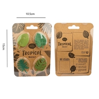 Set 4 Magneti de Frigider, Flippy, Model Frunze, din ABS si Magnet, Verde