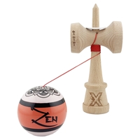 Kendama X Zen Series Originala, Profesionala, Flippy, Cupe Mari KING SIZE V3, Super Sticky, Gaura in Baza, Rulment Metalic, din lemn 18 cm, Ata 62/65 cm, Coral