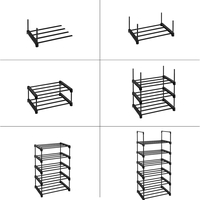 SONGMICS Raft pantofi 6 niveluri, 12 perechi incaltaminte, structura metalica, 45x30x106 cm, negru