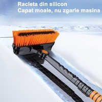 Perie si Racleta Rotativa 3 in 1, Flippy, Perie Auto pentru Zapada, Telescopica, Detasabila, Material Aluminiu si ABS, 100 x 25 cm, Negru