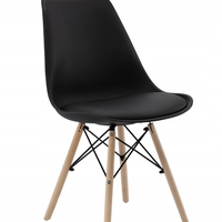 Set 4 scaune de bucatarie, design scandinav modern, sezut cu burete, negru