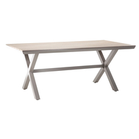 Masa pentru gradina, cadru aluminiu, blat polywood cu aspect de lemn, 180x100x75 cm, bej