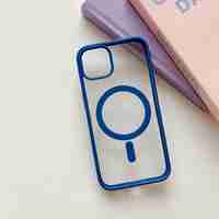 Husa MagSafe pentru Apple iPhone 11, Full Cover, Frosted Acrylic Color Big Hole, Magnetica, Incarcare Wireless, Vafy, Albastru