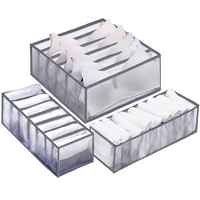 Set 3 organizatoare sertar pliabile pentru sosete/lenjerie, gri